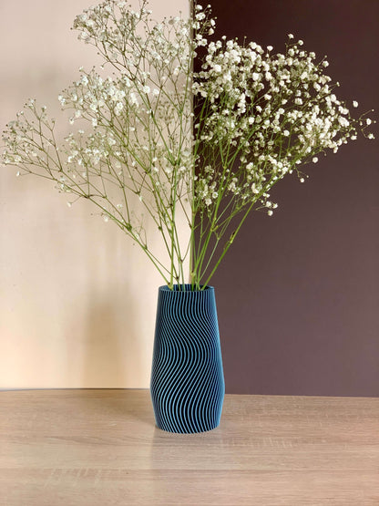 Blue Flower Vase - Wavy