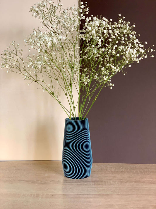 Blue Flower Vase - Wavy