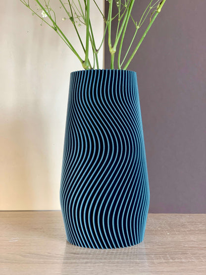 Blue Flower Vase - Wavy