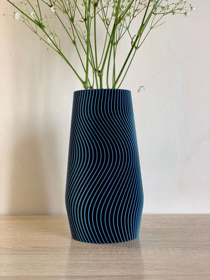 Blue Flower Vase - Wavy